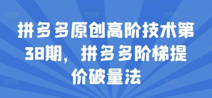 拼多多原创高阶技术第38期，拼多多阶梯提价破量法-AI网创