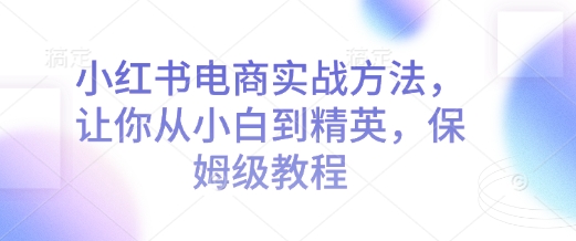 小红书电商实战方法，让你从小白到精英，保姆级教程-AI网创
