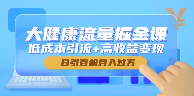 大健康流量掘金课，低成本引流+高收益变现，日引百粉月入过万-自学网资源