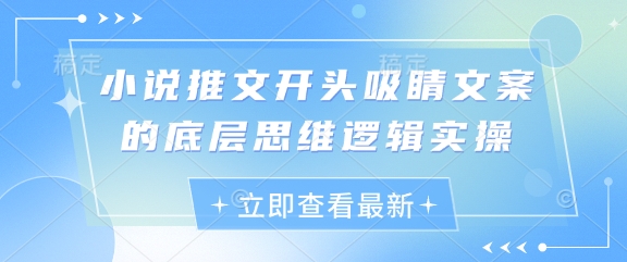 小说推文开头吸睛文案的底层思维逻辑实操-AI网创