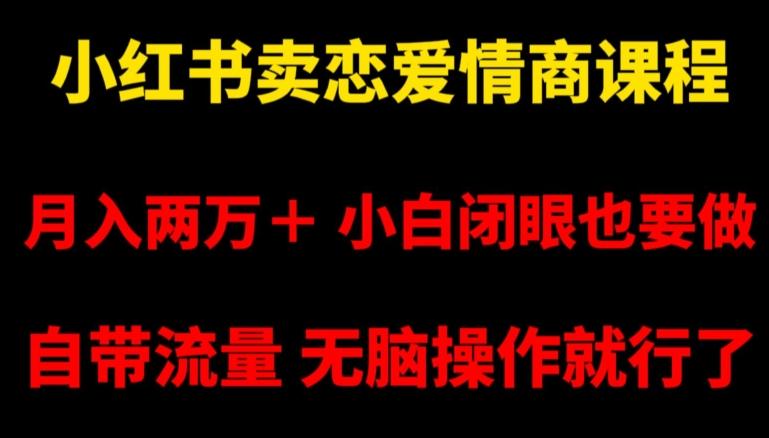小红书卖恋爱情商课程，月入两万＋，小白闭眼也要做，自带流量，无脑操作就行了【揭秘】-AI网创