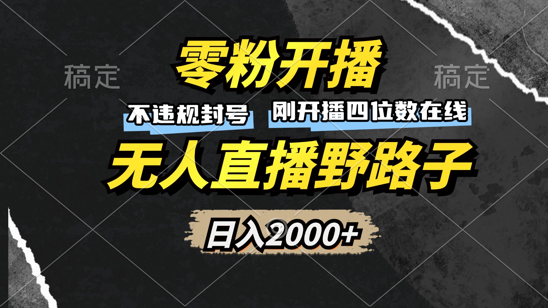 零粉开播，无人直播野路子，日入2000+，不违规封号，躺赚收益！-AI网创