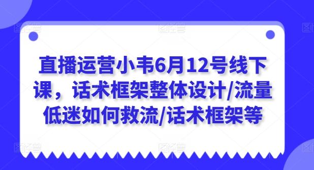直播运营小韦6月12号线下课，话术框架整体设计/流量低迷如何救流/话术框架等-AI网创
