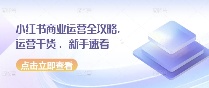 小红书商业运营全攻略，运营干货 ，新手速看-AI网创