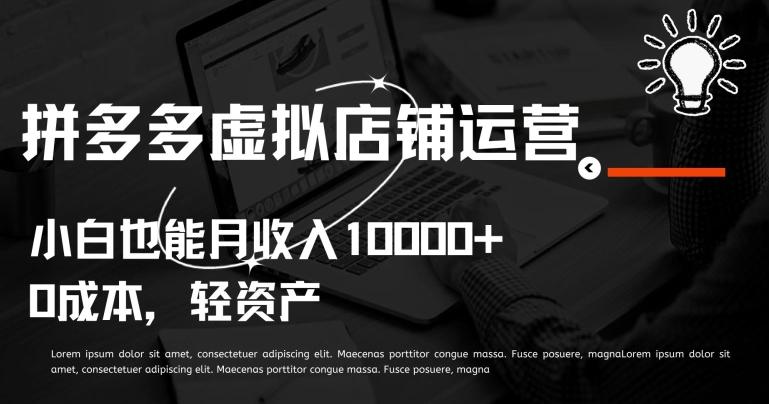拼多多虚拟店铺运营小白也能月收入10000+【揭秘】-AI网创
