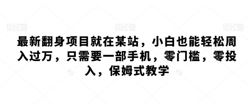 最新翻身项目就在某站，小白也能轻松周入过万，只需要一部手机，零门槛，零投入，保姆式教学-AI网创