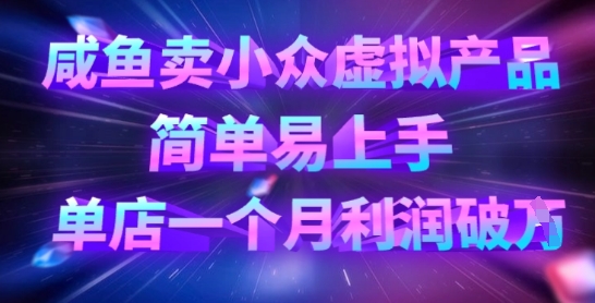 咸鱼卖小众虚拟产品，简单易上手，单店一个月利润破W-AI网创