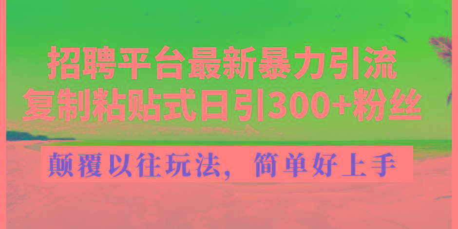 招聘平台最新暴力引流，复制粘贴式日引300+粉丝，颠覆以往垃圾玩法，简…-AI网创
