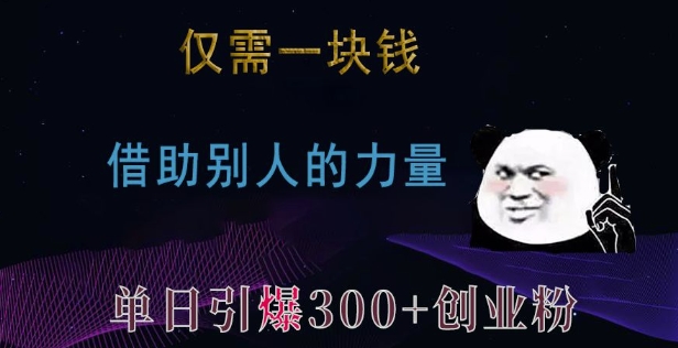 仅需一块钱，借助别人的力量，单日引爆300+创业粉、兼职粉【揭秘】-AI网创