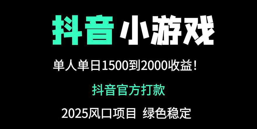 抖音官方小游戏2025全网最新玩法，暴利赚钱项目，单机日入2000+-AI网创