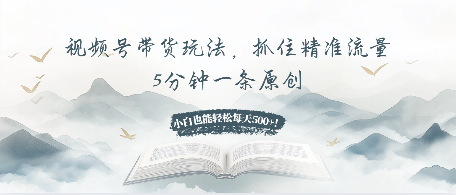 视频号带货玩法，抓住精准流量，5分钟一条原创，小白也能轻松每天500+！-AI网创
