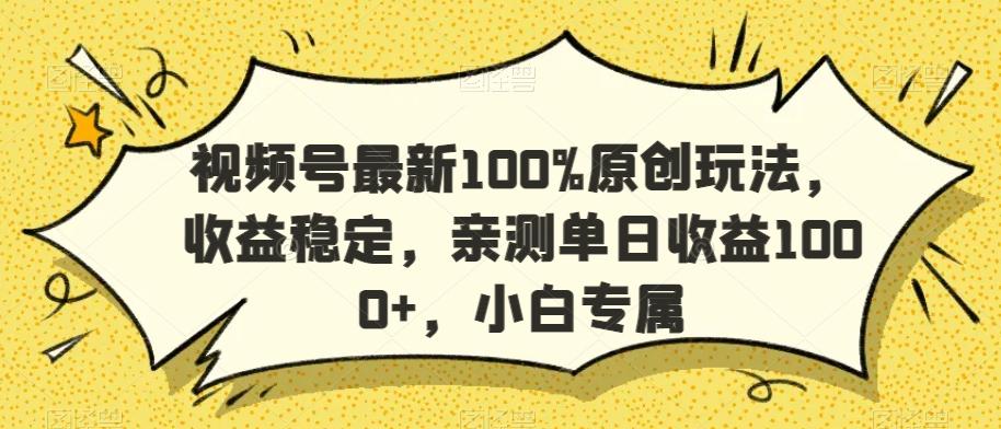 视频号最新100%原创玩法，收益稳定，亲测单日收益1000+，小白专属【揭秘】-AI网创