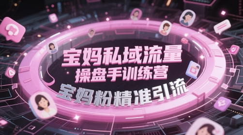 宝妈私域流量操盘手训练营，宝妈粉精准引流-AI网创