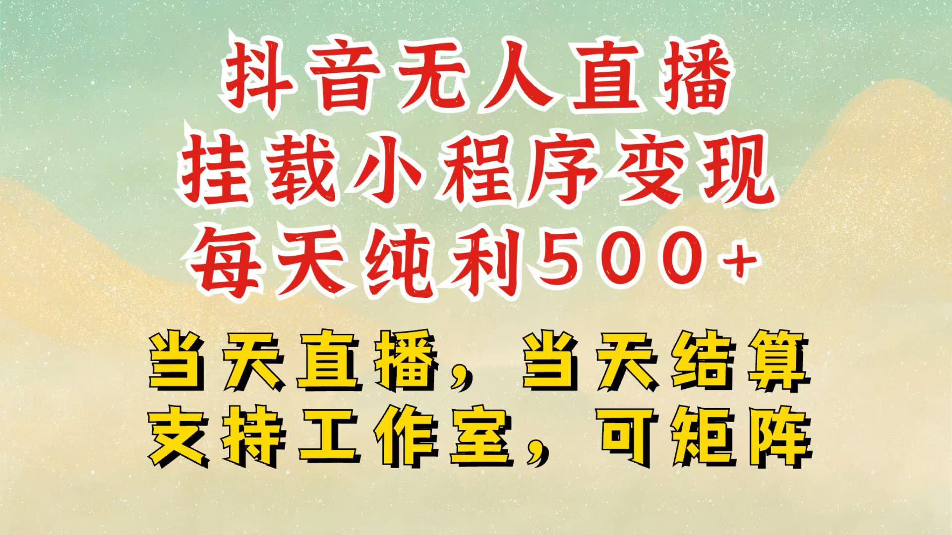 抖音无人挂机项目，轻松日入500+,挂载小程序玩法，不违规不封号，有号的一定挂起来-AI网创