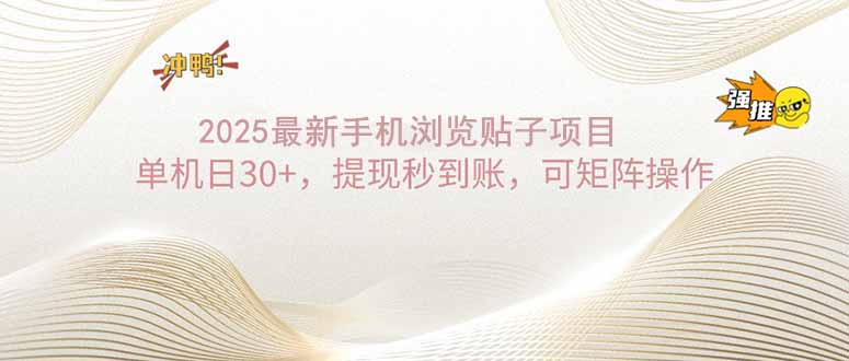 2025手机浏览帖子单机日30+，提现秒到账，可矩阵操作-AI网创
