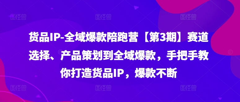 货品IP全域爆款陪跑营【第3期】赛道选择、产品策划到全域爆款，手把手教你打造货品IP，爆款不断-AI网创