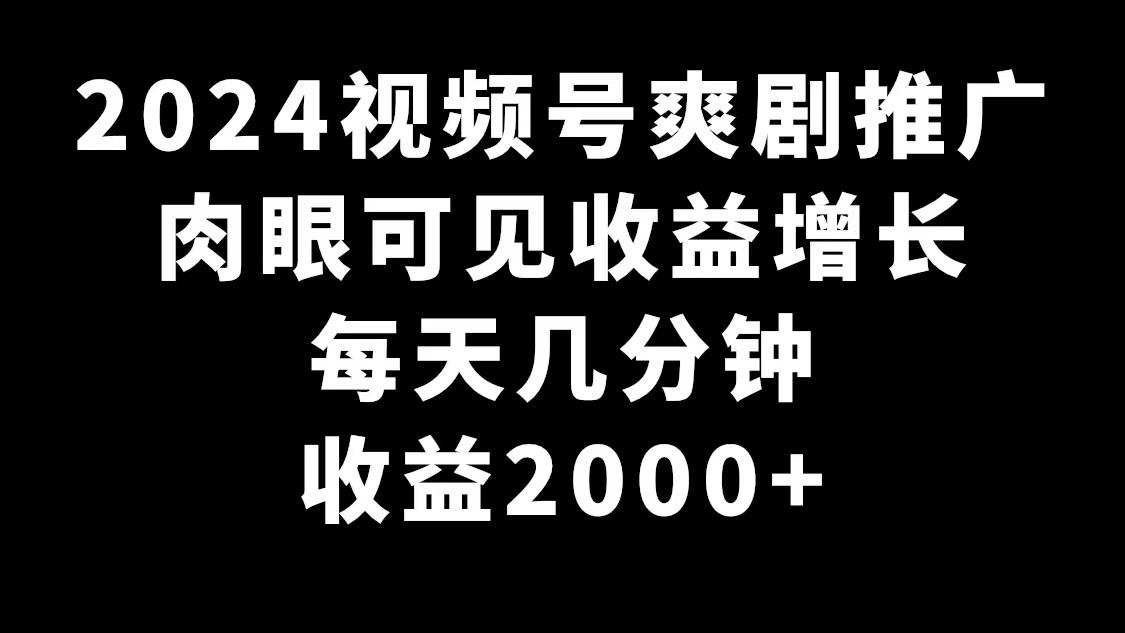 2024视频号爽剧推广，肉眼可见的收益增长，每天几分钟收益2000+-AI网创