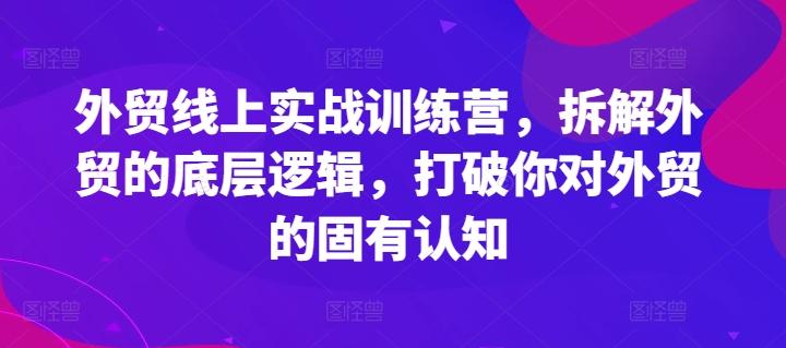 外贸线上实战训练营，拆解外贸的底层逻辑，打破你对外贸的固有认知-AI网创