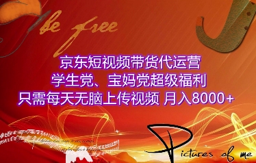 京东短视频带货代运营，学生党、宝妈党超级福利，只需每天无脑上传视频，月入8000+【仅揭秘】-AI网创