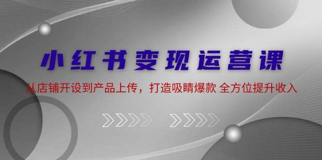 小红书变现运营课：从店铺开设到产品上传，打造吸睛爆款 全方位提升收入-AI网创