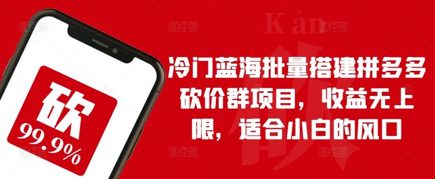 冷门蓝海批量搭建拼多多砍价群项目，收益无上限，适合小白的风口【揭秘】-AI网创