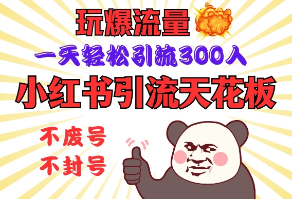 小红书引流天花板，玩爆流量，一天轻松引流300人，安全操作-AI网创