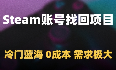 Steam账号找回项目，冷门蓝海，0成本，需求极大-AI网创