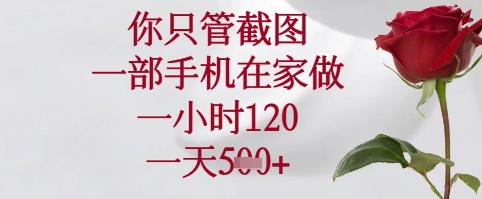 你只管截图，一部手机在家可以做，一小时120.一天5张+【揭秘】-AI网创