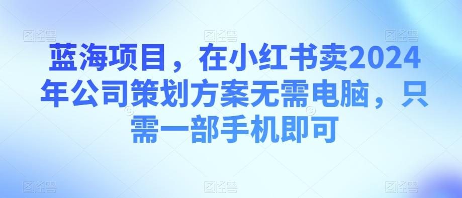 蓝海项目，在小红书卖2024年公司策划方案无需电脑，只需一部手机即可-AI网创