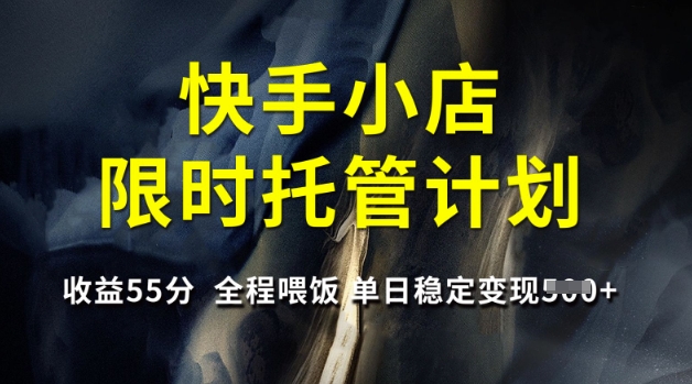 快手小店限时托管计划，收益55分，全程喂饭，单日稳定变现5张【揭秘】-AI网创