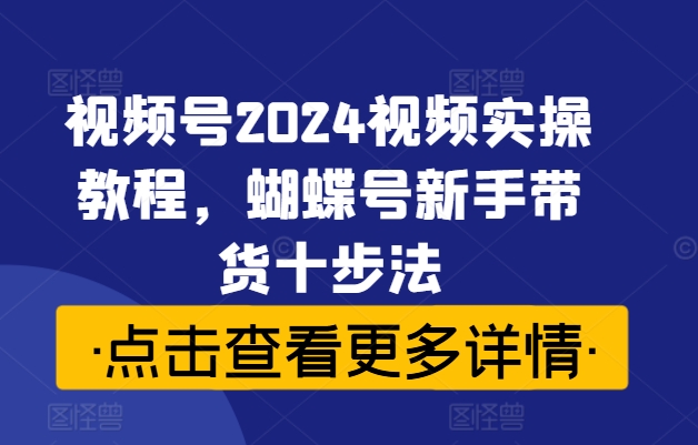 视频号2024视频实操教程，蝴蝶号新手带货十步法-AI网创
