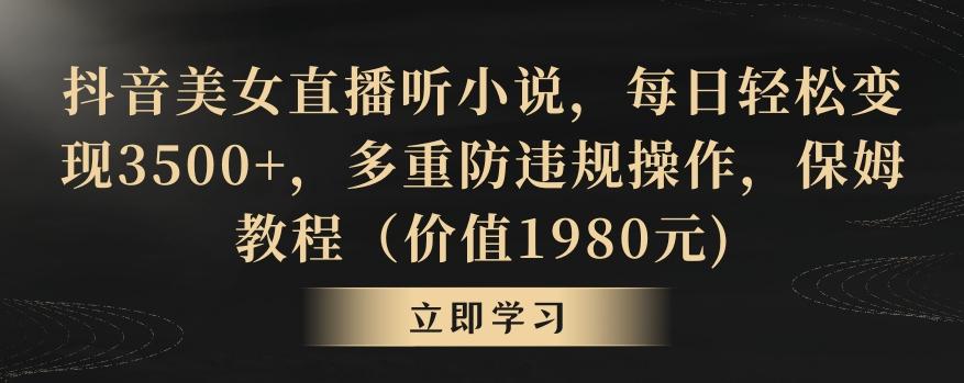 抖音美女直播听小说，每日轻松变现3500+，多重防违规操作，保姆教程(价值1980元)【揭秘】-AI网创