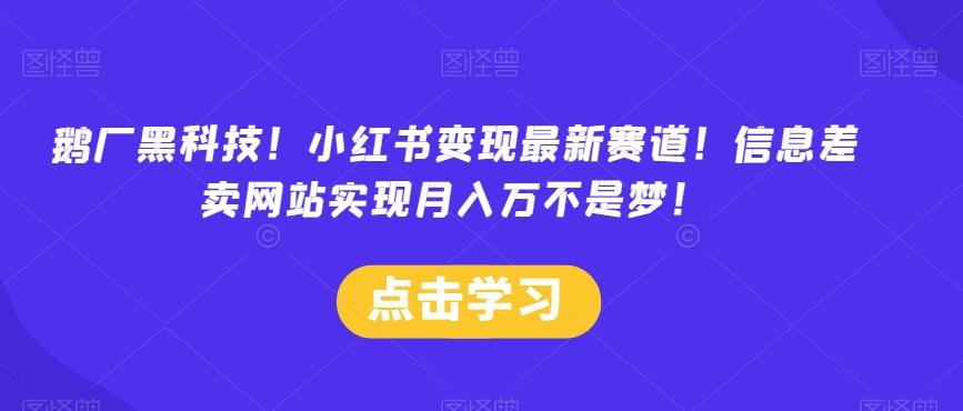 鹅厂黑科技！小红书变现最新赛道！信息差卖网站实现月入万不是梦！-AI网创