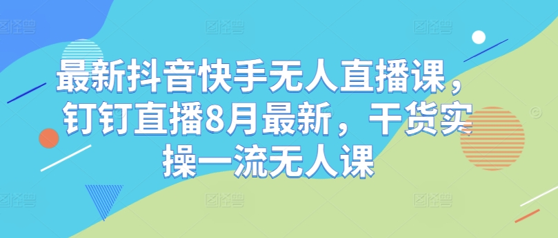 最新抖音快手无人直播课，钉钉直播8月最新，干货实操一流无人课-AI网创