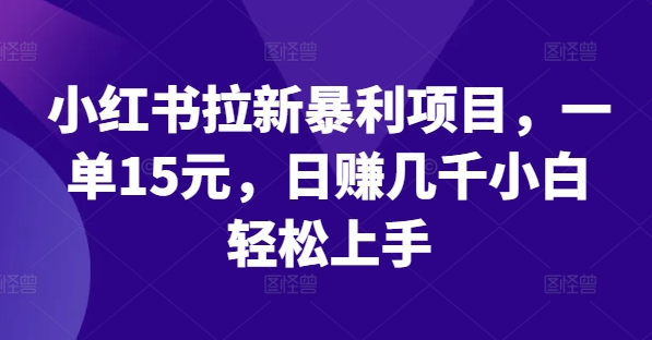 小红书拉新暴利项目，一单15元，日赚几千小白轻松上手【揭秘】-AI网创