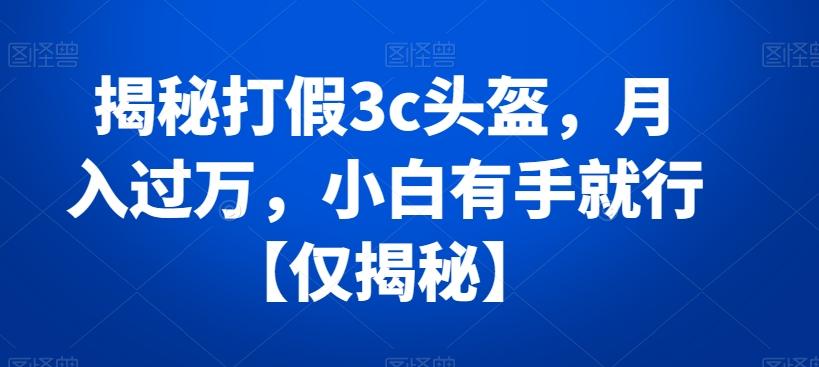 揭秘打假3c头盔，月入过万，小白有手就行【仅揭秘】-AI网创
