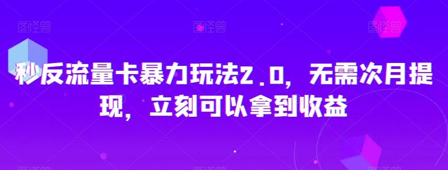 秒反流量卡暴力玩法2.0，无需次月提现，立刻可以拿到收益【揭秘】-AI网创