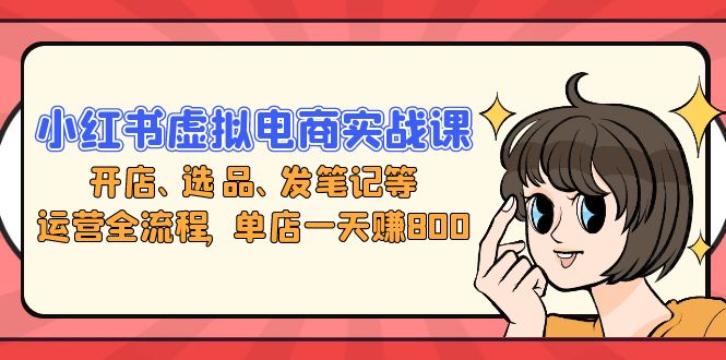 小红书虚拟电商实战课：开店、选品、发笔记等运营全流程，单店一天赚800-AI网创