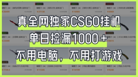 真全网独家CSGO挂G，单日捡漏1k+【揭秘】-AI网创