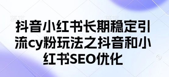 抖音小红书长期稳定引流cy粉玩法之抖音和小红书SEO优化-AI网创