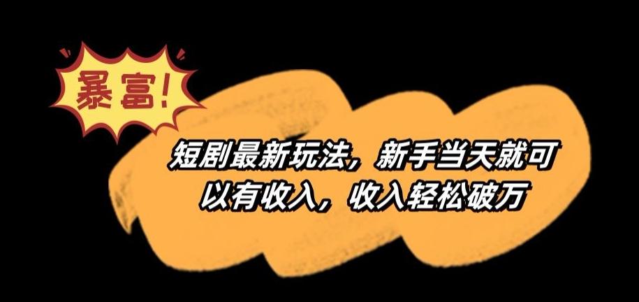 短剧最新玩法，新手当天就可以有收入，收入轻松破万【揭秘】-AI网创