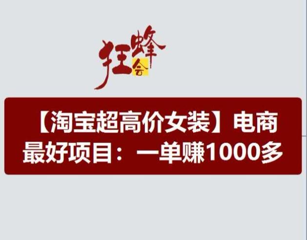 淘宝超高价女装项目，电商最好赛道，一单赚1000多-AI网创