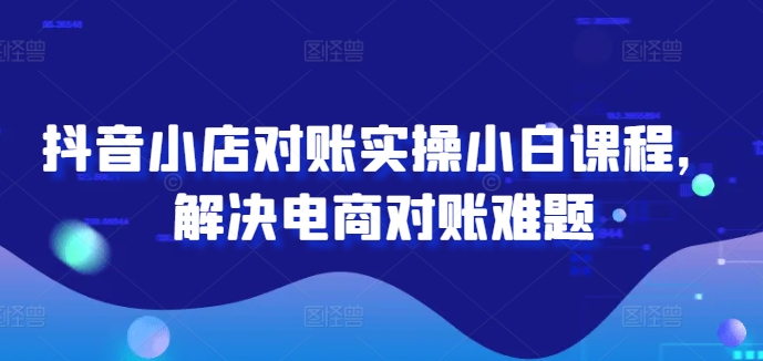 抖音小店对账实操小白课程，解决电商对账难题-AI网创