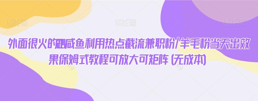 外面很火的2024咸鱼利用热点截流兼职粉/羊毛粉当天出效果保姆式教程可放大可矩阵(无成本)-AI网创