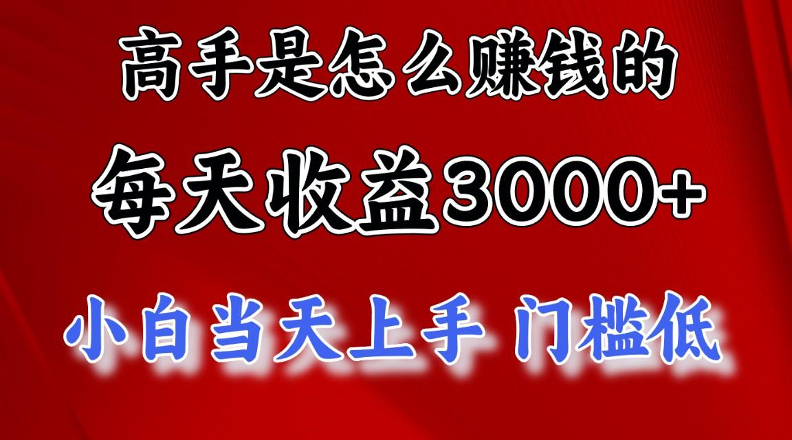 高手是怎么赚钱的，一天收益3000+ 这是穷人逆风翻盘的一个项目，非常稳…-AI网创