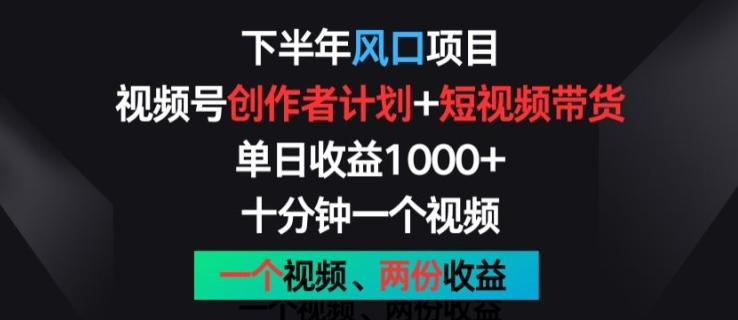 下半年风口项目，视频号创作者计划+视频带货，一个视频两份收益，十分钟一个视频【揭秘】-AI网创