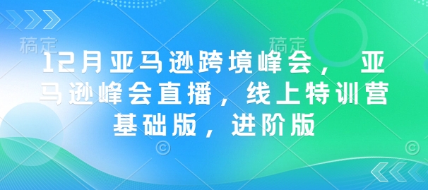 12月亚马逊跨境峰会， 亚马逊峰会直播，线上特训营基础版，进阶版-AI网创