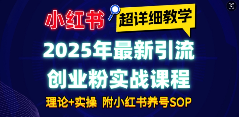 2025年最新小红书引流创业粉实战课程【超详细教学】小白轻松上手，月入1W+，附小红书养号SOP-AI网创