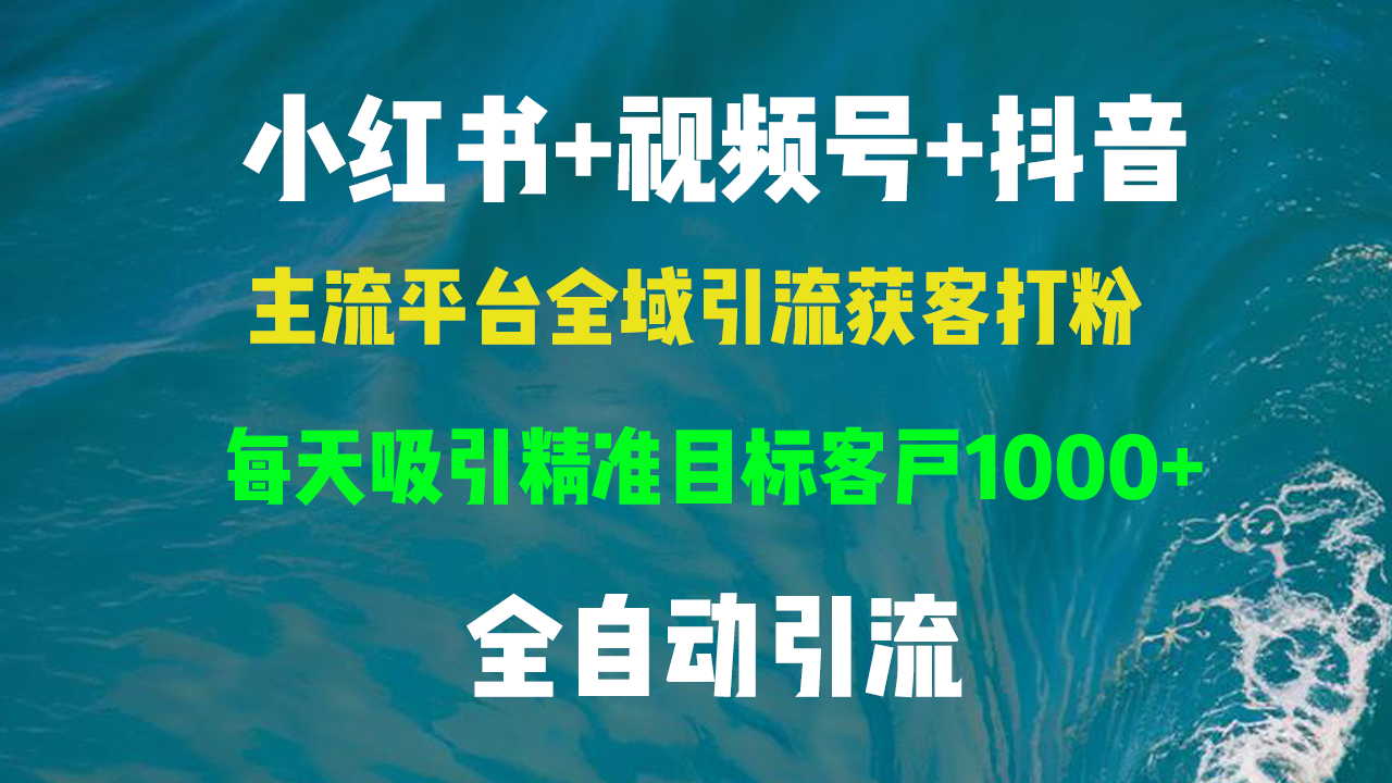 小红书，视频号，抖音主流平台全域引流获客打粉，每天吸引精准目标客户…-AI网创