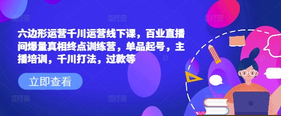 六边形运营千川运营线下课，百业直播间爆量真相终点训练营，单品起号，主播培训，千川打法，过款等-AI网创